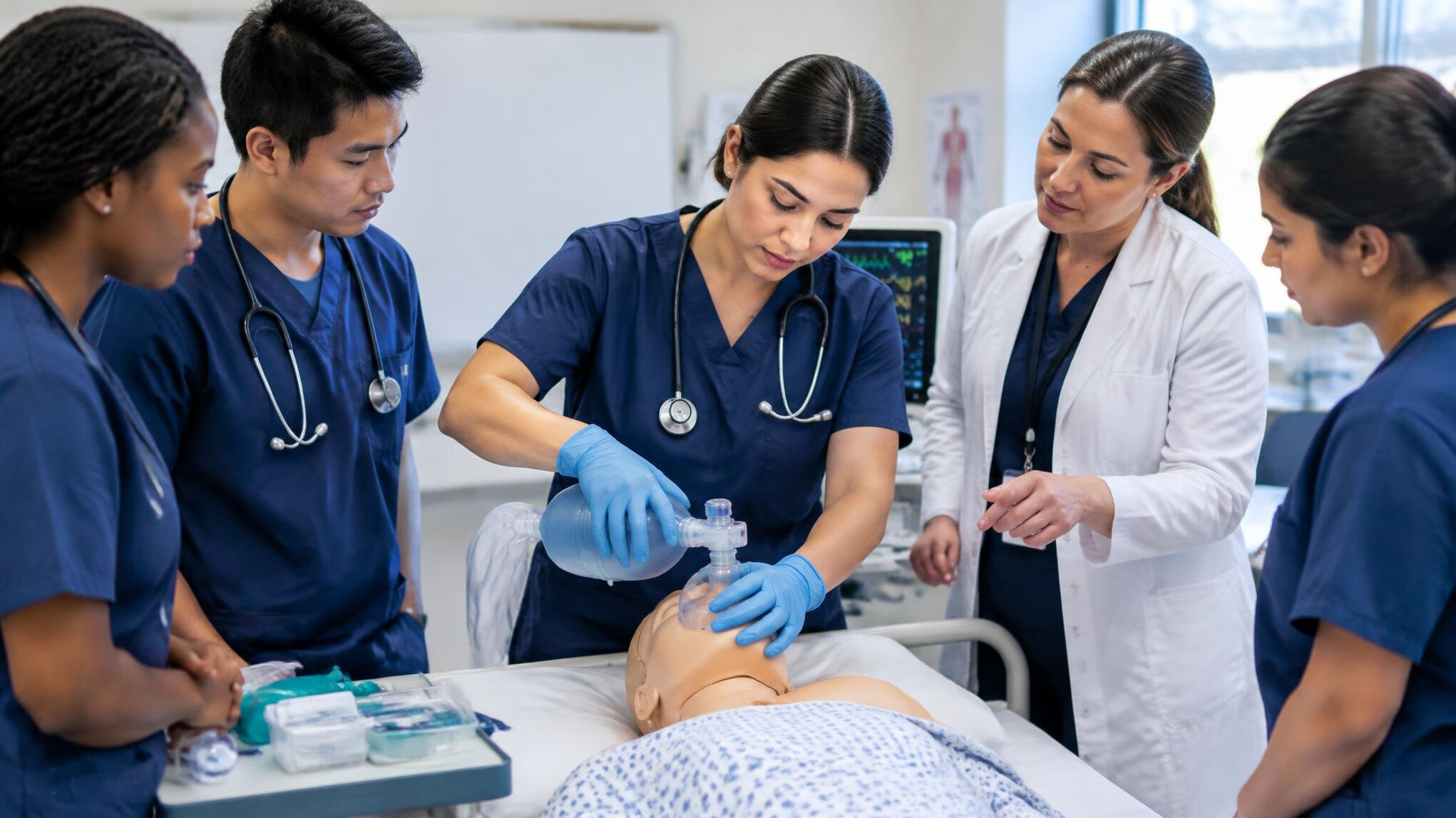 nurse practicing skills